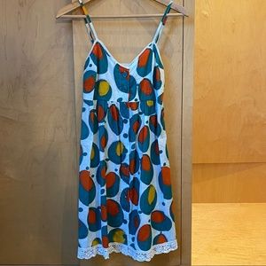 Whimsical Green Olive Print Sundress